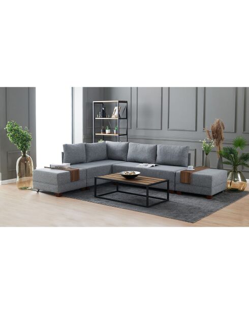 Canapé d'angle gauche convertible Fly gris - 210x80x280 cm