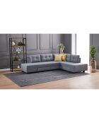 Canapé d'angle droit convertible Manama gris - 280x85x206 cm