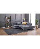 Canapé d'angle droit convertible Manama gris - 280x85x206 cm