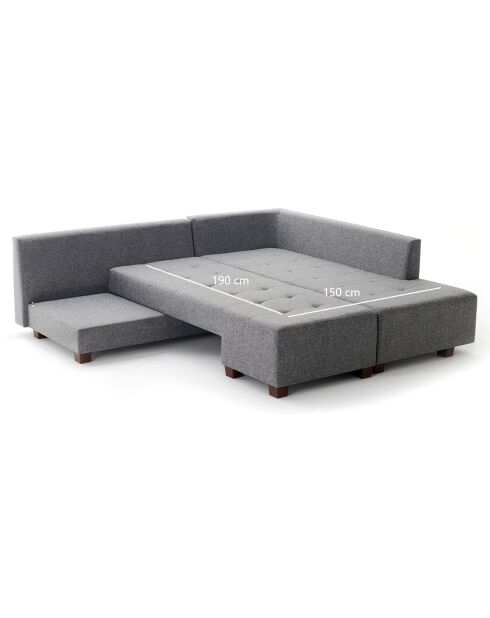 Canapé d'angle droit convertible Manama gris - 280x85x206 cm