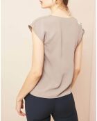 Top avec lanières à boucles taupe
