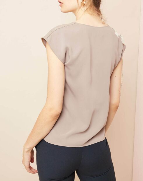 Top avec lanières à boucles taupe