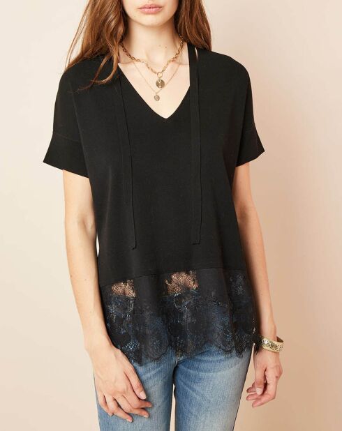 Top base en dentelle noir