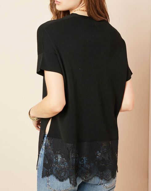 Top base en dentelle noir