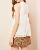 Top à broderie fleurie blanc