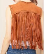 Veste en Cuir à franges sienne