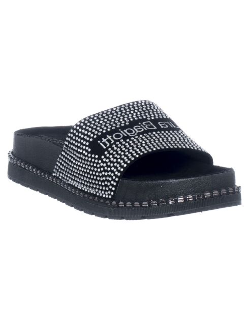 Mules en Cuir végétal avec strass Lorna noires