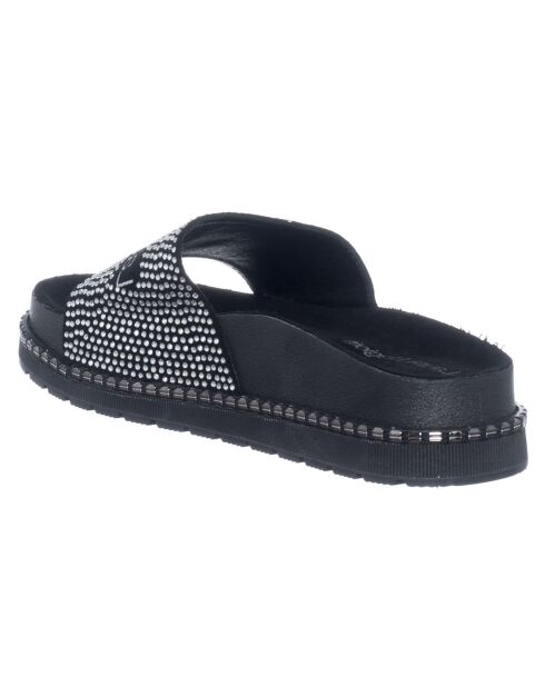 Mules en Cuir végétal avec strass Lorna noires