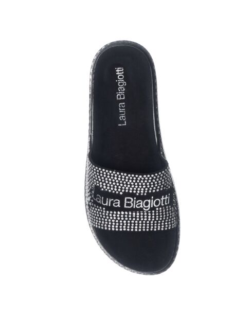 Mules en Cuir végétal avec strass Lorna noires