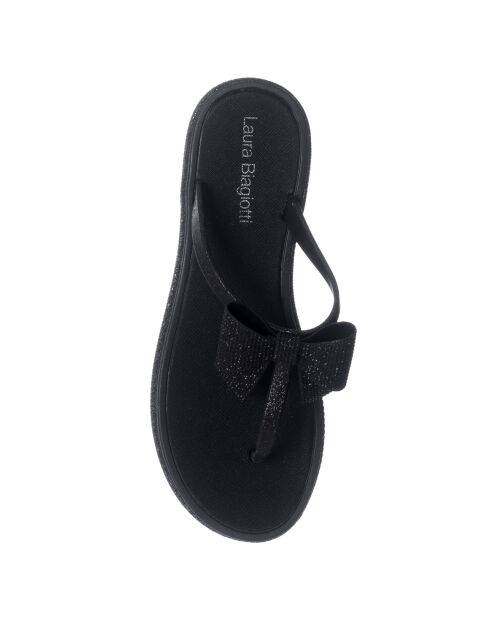 Tongs en Cuir végétal Star noires