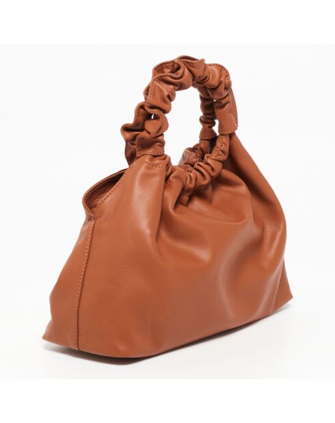 Sac à main en Cuir Ines camel - 28.5x14x11 cm