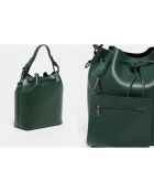 Sac seau en Cuir Jila vert bouteille - 26x13x29 cm