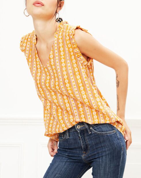 Top Hatali imprimée en Coton mélangé honey