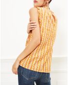 Top Hatali imprimée en Coton mélangé honey