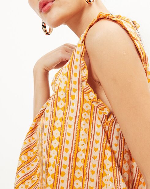 Top Hatali imprimée en Coton mélangé honey