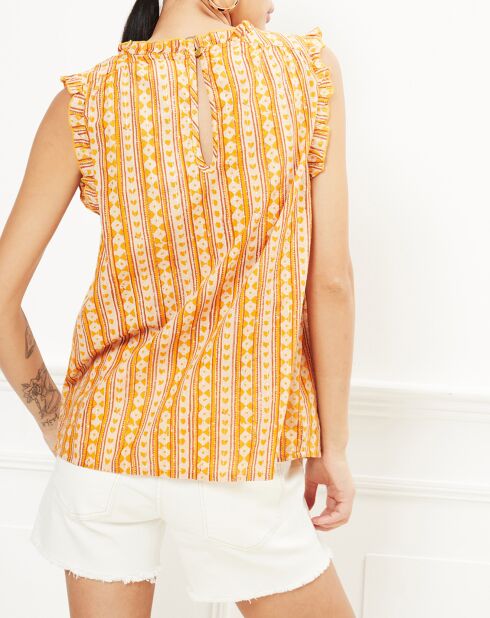 Top Hatali imprimée en Coton mélangé honey