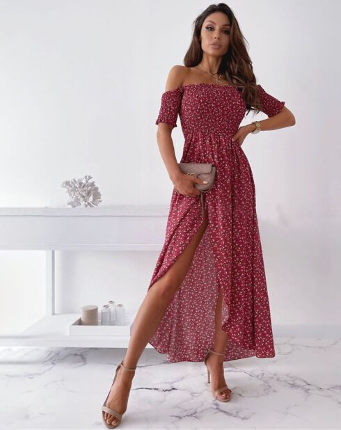 Robe Jenna imprimée rouge/multicolore