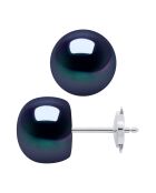 Prestige oorbellen in witgoud en zoetwaterparels met zwarte tahiti-knopen