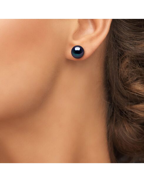 Prestige oorbellen in witgoud en zoetwaterparels met zwarte tahiti-knopen