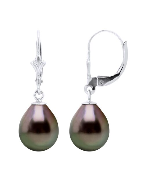 Pareloorbellen van witgoud en Tahitiaanse peer