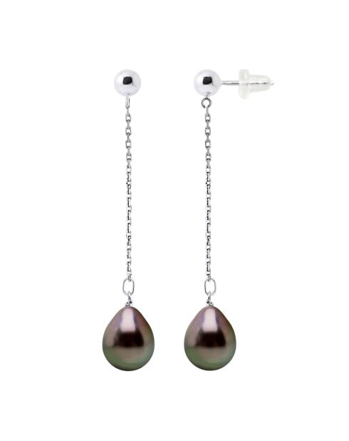 Tropfenohrringe aus Weißgold und Tahiti-Birne