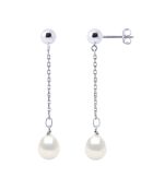 Tropfenohrringe aus natürlichem weißem Birnensilber und Süßwasserperlen