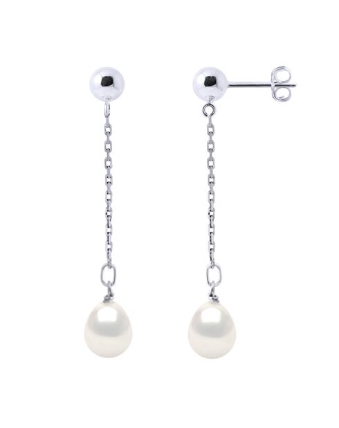 Tropfenohrringe aus natürlichem weißem Birnensilber und Süßwasserperlen