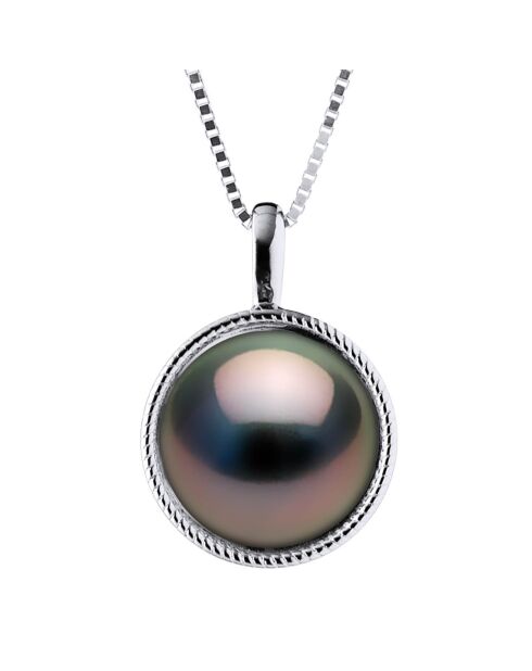 Silberne Halskette und runde Tahiti-Perle