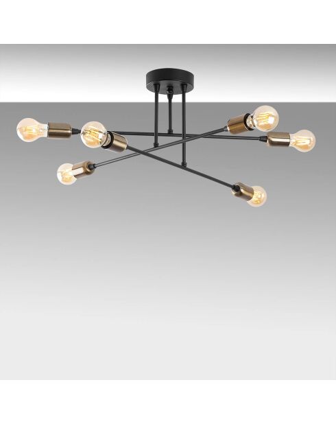 Schwarze Blumendeckenlampe - 66x66x27 cm