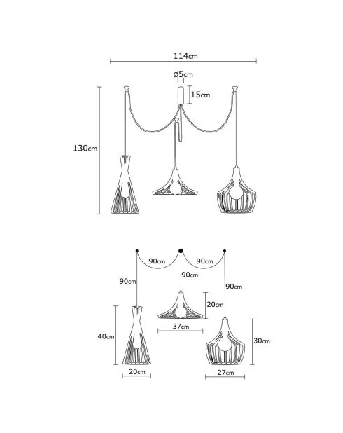 Suspension Mezopotamya cuivre - D.114xH.130 cm