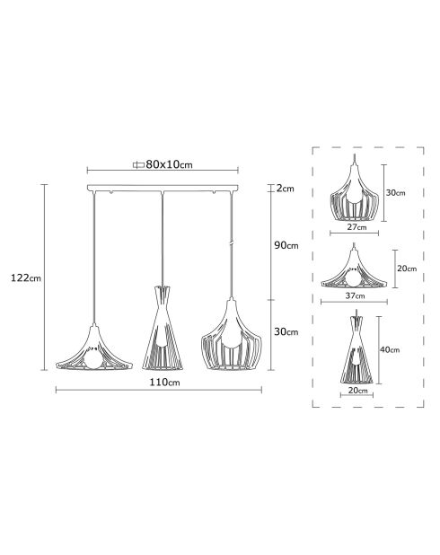 Suspension Mezopotamya cuivre - 110x37x122 cm