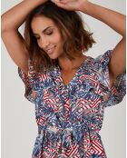 Robe Amira bleu/rouge