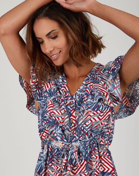 Robe Amira bleu/rouge