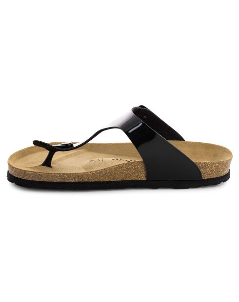 Mules entre-doigts Camelia noires