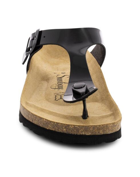 Mules entre-doigts Camelia noires