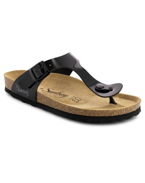 Mules entre-doigts Camelia noires
