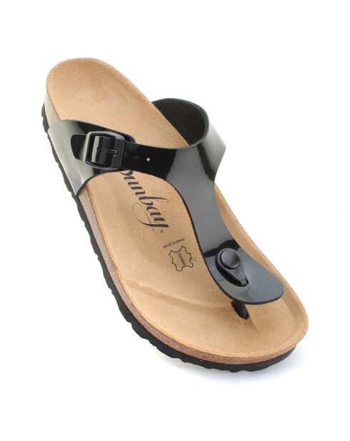 Mules entre-doigts Camelia noires