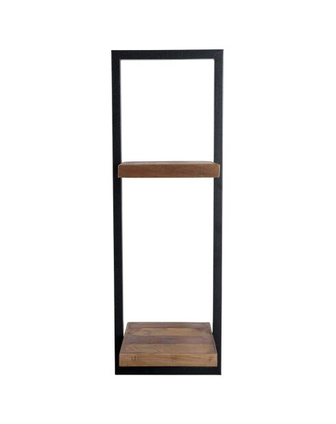 Étagère murale métal 2 plateaux Alida noir/marron - 25x25x75 cm