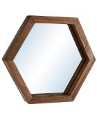 Miroir S hexagone Alida marron - 30x26 cm