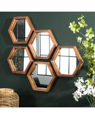 Miroir S hexagone Alida marron - 30x26 cm