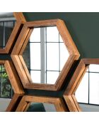 Miroir S hexagone Alida marron - 30x26 cm