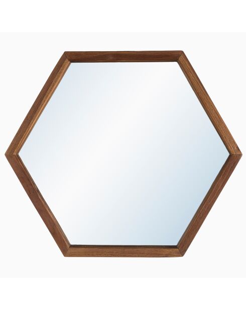 Miroir L hexagone Alida marron - 50x44 cm