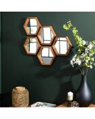 Miroir S hexagone Alida marron - 30x26 cm