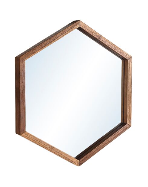 Miroir L hexagone Alida marron - 50x44 cm