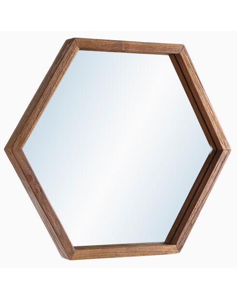 Miroir L hexagone Alida marron - 50x44 cm