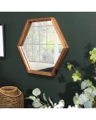 Miroir L hexagone Alida marron - 50x44 cm