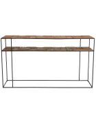 Console 2 plateaux teck et métal Alida marron - 140x35x79 cm