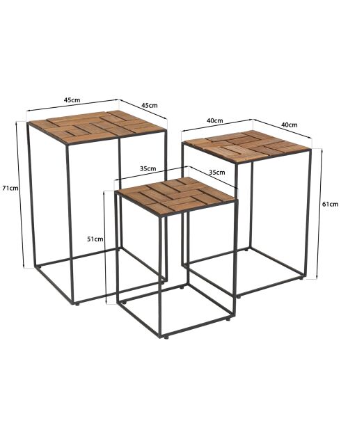 3 Tables gigognes Alida marron