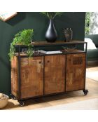 Buffet 3 portes Alida marron - 135x38x100 cm