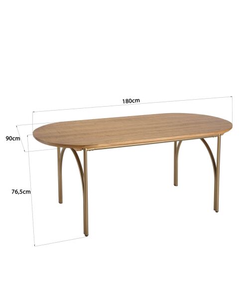 Table à manger bois Peuplier Yseult marron - 180x90x77 cm